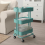 Wheeled metal shelf trolley storage rack multifunctional hairdressing - turquoise