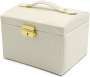 Wielopoziomowa szkatułka LELANI, kuferek na biżuterię Premium - beżowa, wzór skóry krokodyla