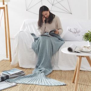 Wool knitted Mermaid tail 80*180 - light blue
