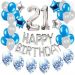 Zestaw balonów na 21 urodziny - srebrno - niebieski 45 balonów