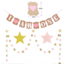 Zestaw balonów urodzinowych na roczek dla dziewczynki - różowy